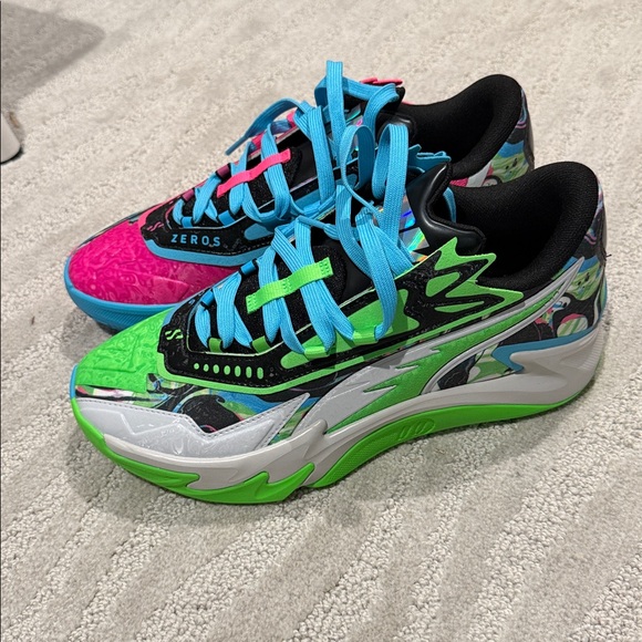 Puma Court Rider 2 Zeros Basketball Shoes‎ Pink Green Blue Tie Dye Mens - Picture 8 of 13